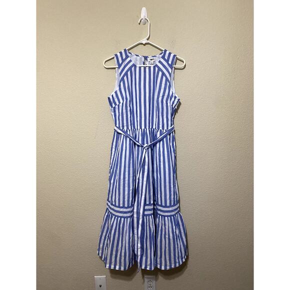 J.Crew Dress Size 2 Striped Midi Cotton Pockets Preppy Work Factory Outlet NWT - Picture 2 of 10